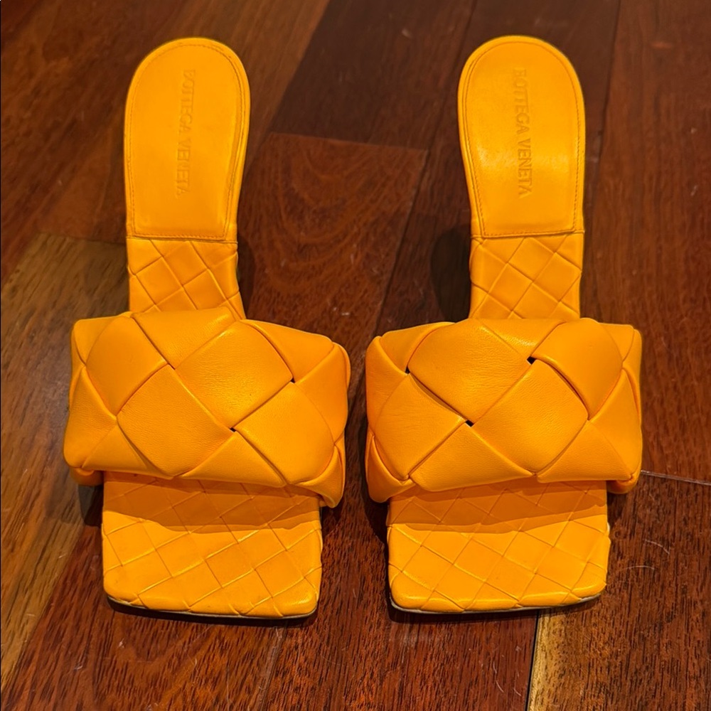 Bottega Veneta Orange Woven Sandals